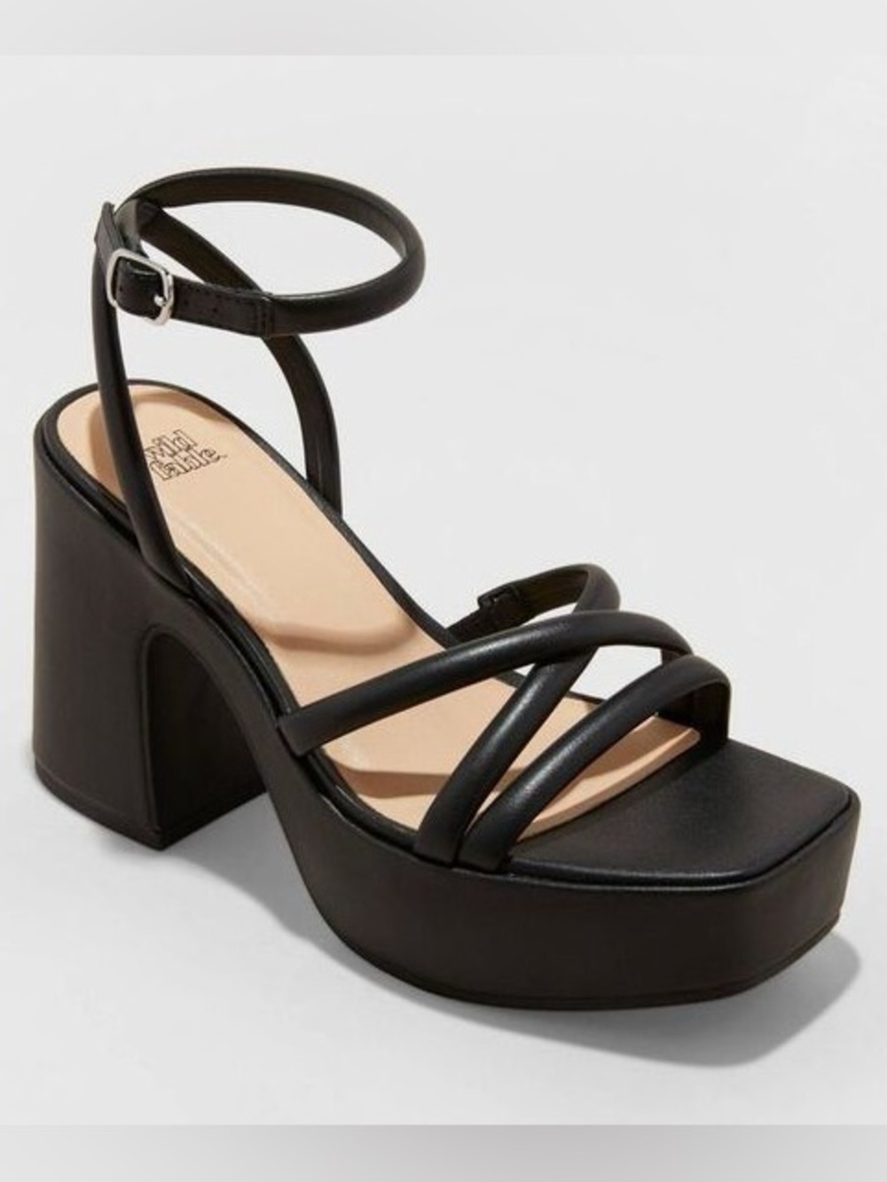 NEW Wild Fable Black Astro Strappy Platform Heels with Memory Foam Insole- 13